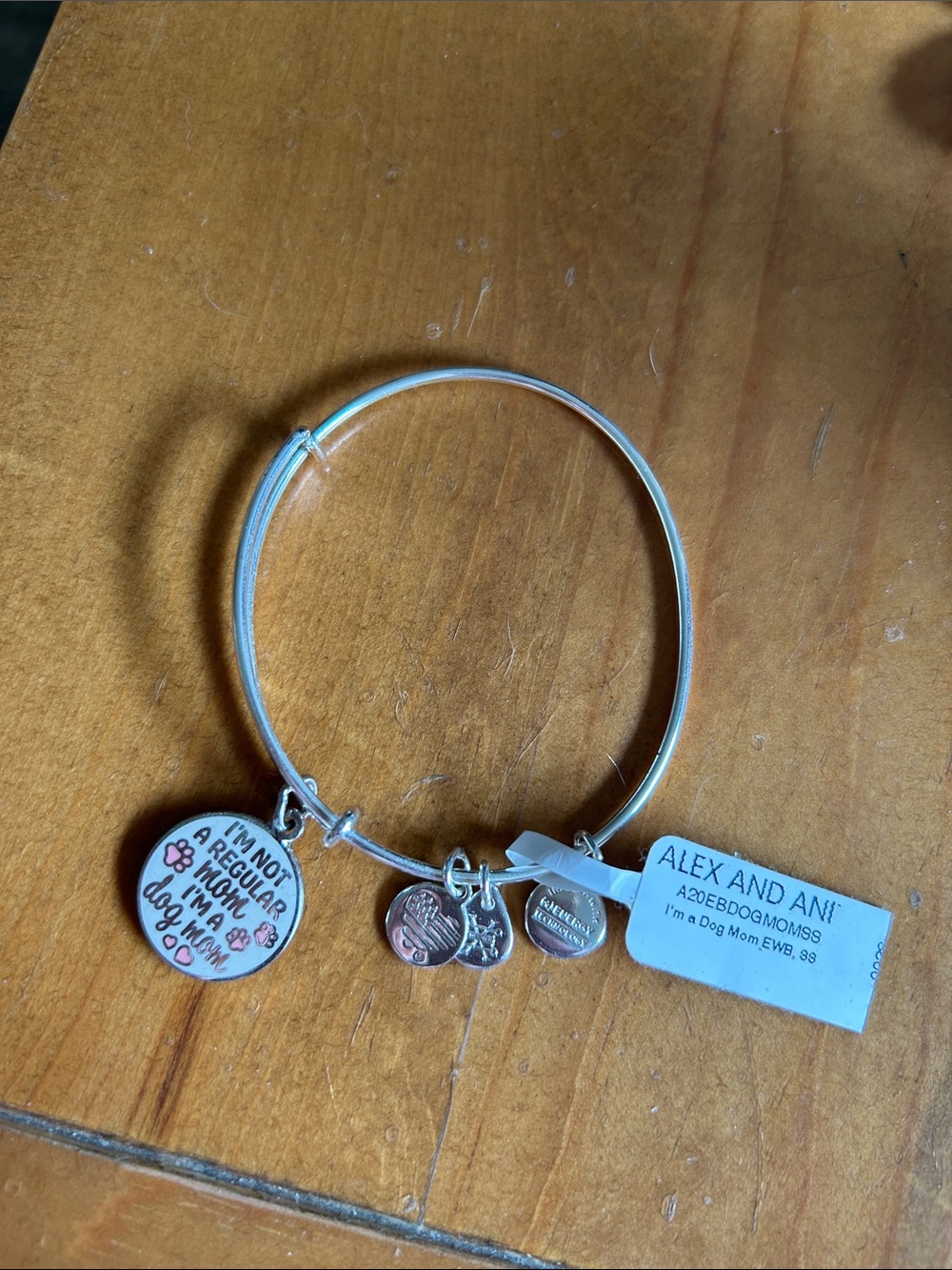Alex and Ani Silver Bangle Bracelet “I’m not a regular mom, I’m a dog mom - Picture 1 of 3